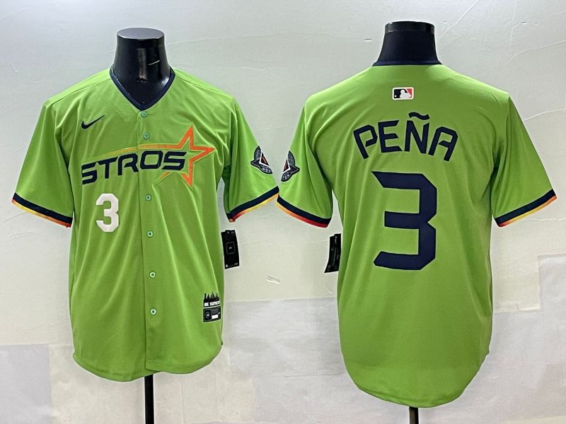 Men Houston Astros #3 Pena Green three generations Joint Name 2025 Nike MLB Jersey style 4->houston astros->MLB Jersey